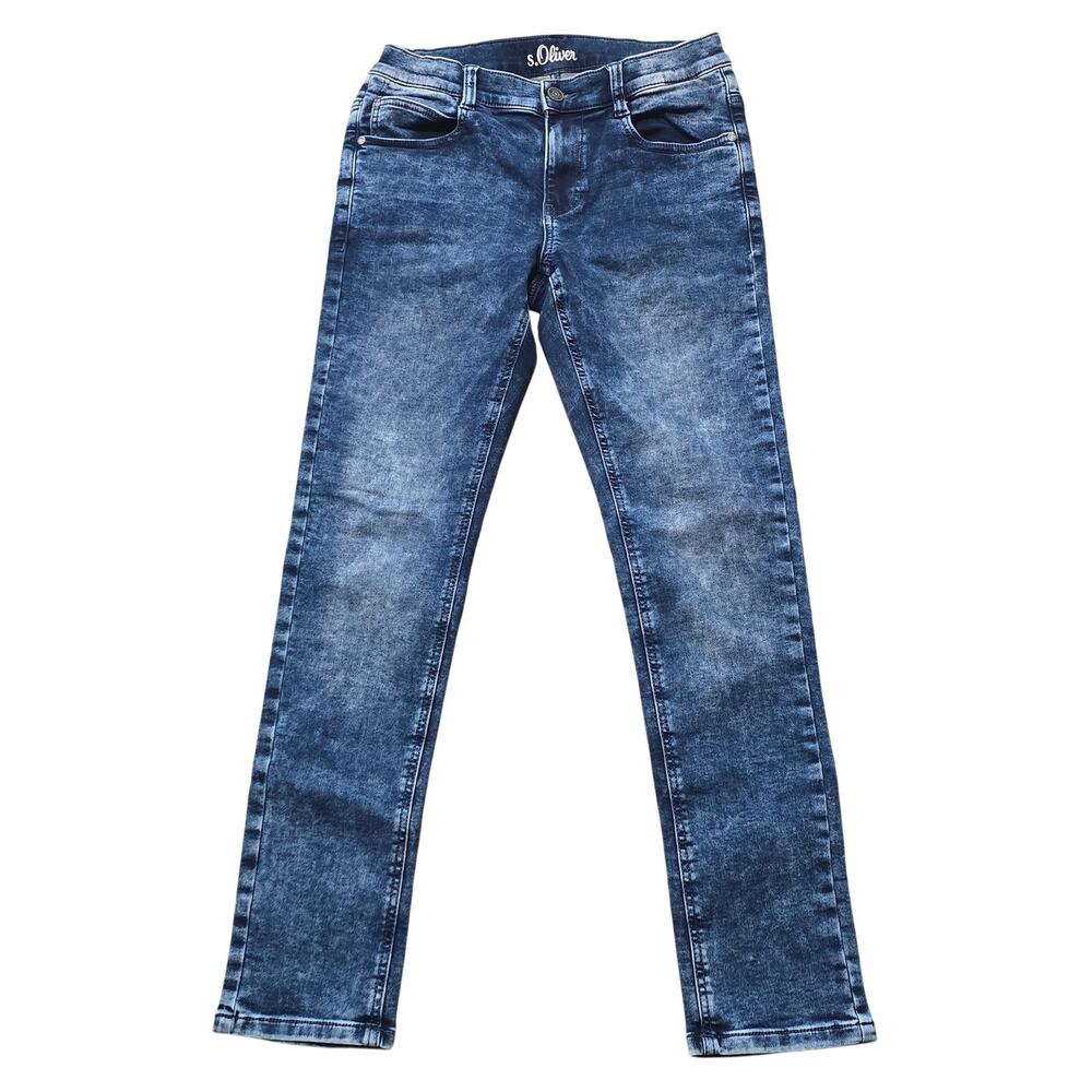 S. Oliver Dark Blue Denim Acid Wash Skinny Jeans Adjustable Waist Pants